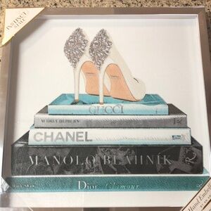 Luxury Inspired Art Framed Wall Art Decor, 12" x 12", Blue, White